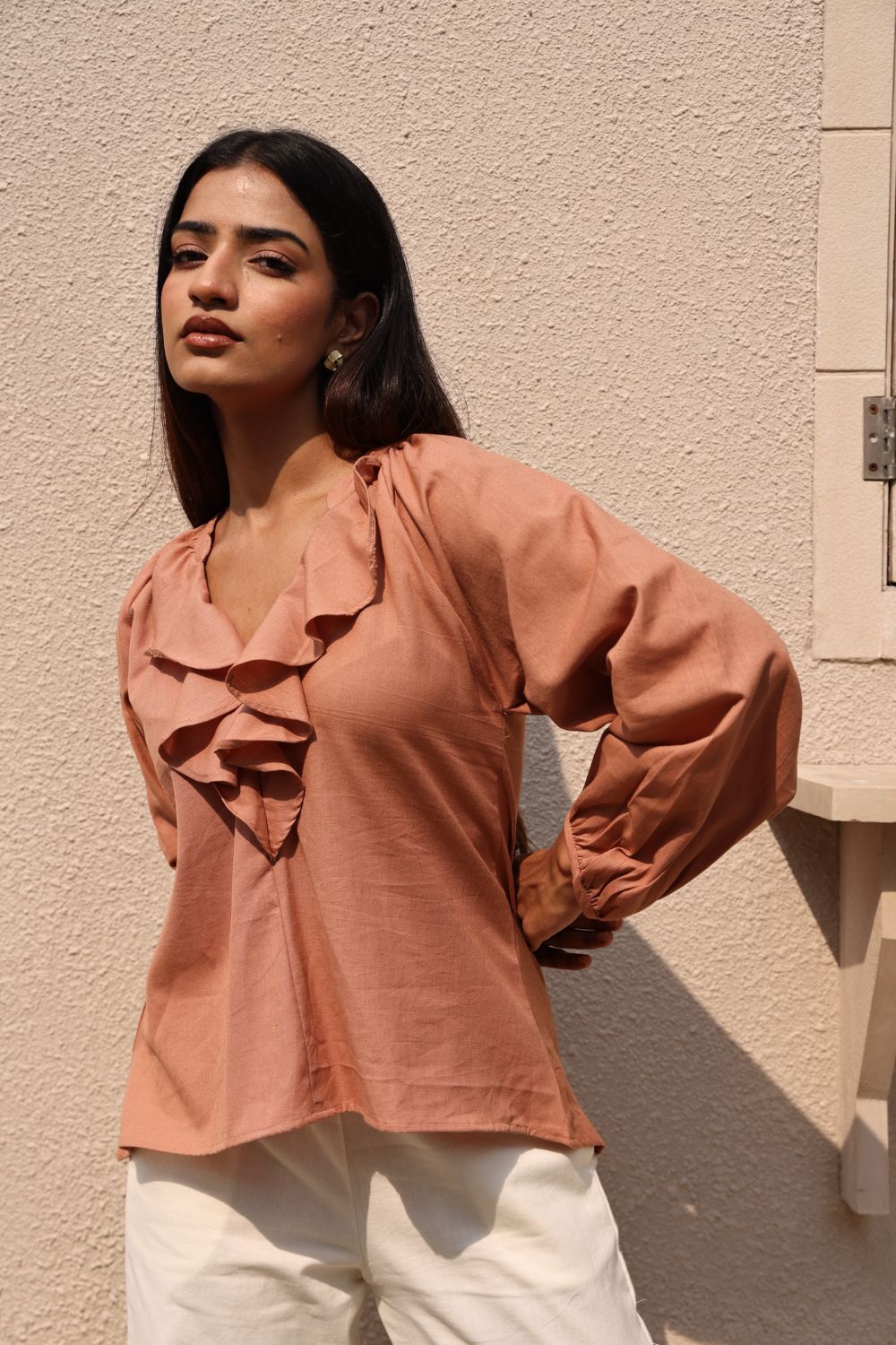 Sand frill shirt set