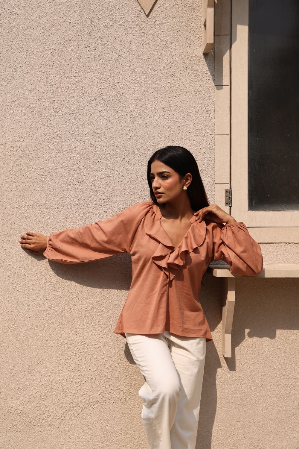 Sand frill shirt set